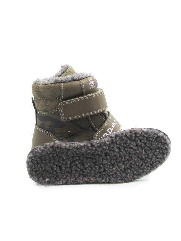 Chłopięce Buty Zimowe Świecące LED DD STEP W068-52998L Khaki