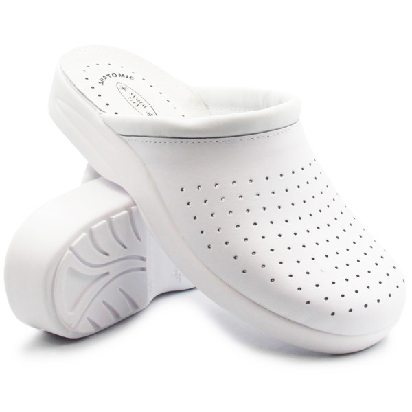 Wygodne lekkie klapki dla lekarza pielęgniarki SANITAL-FLEX 707 07 Białe