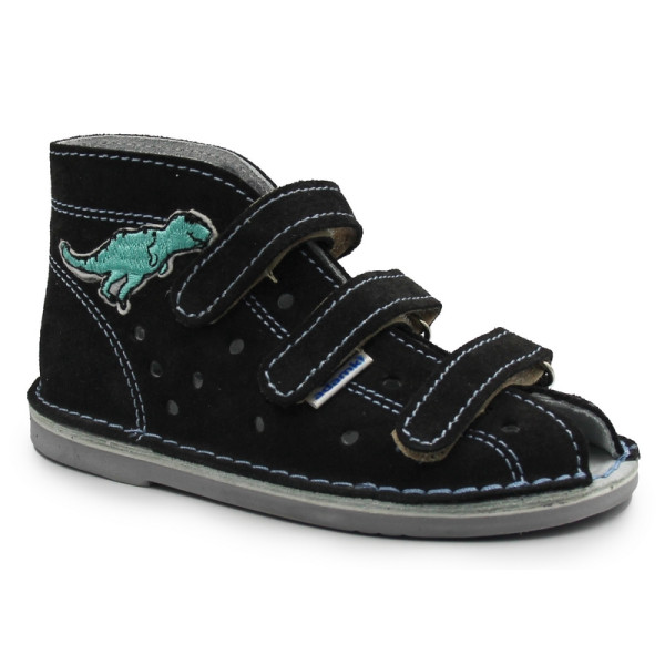 Papcie zmienne do szkoły dla chłopca z obcasem Thomasa Adamki szary dinozaur