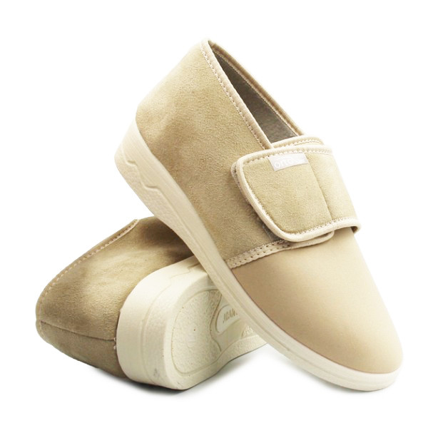 Półbuty Wiosenne Damskie Beżowe Lekkie Dla Seniorów Na Rzep Adanex 29626