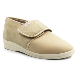 Półbuty Jesienne Damskie Beżowe Lekkie Dla Seniorów Na Rzep Adanex 29626