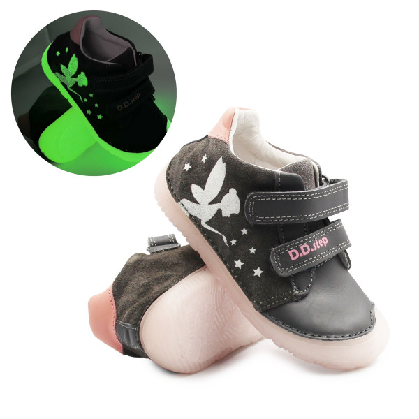 Półbuty Dla Dziewczynek Na Jesień Świecące w Ciemności Wróżki DD STEP S073-52165AM Dark Grey