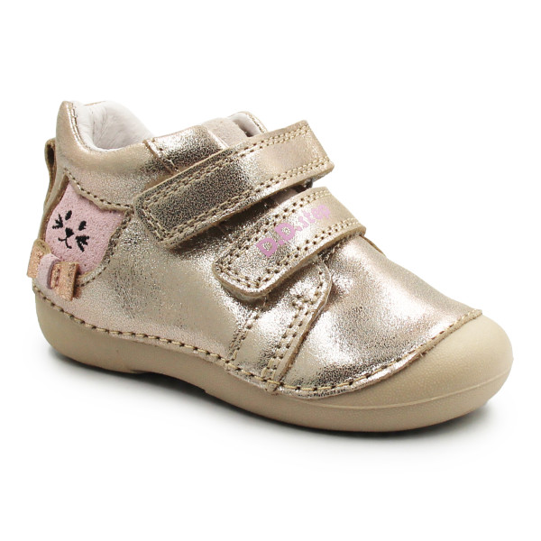 Buty Dla Dziewczynek Na Wiosnę z Kotkiem Na Rzep DD STEP S015-52412B Champagne