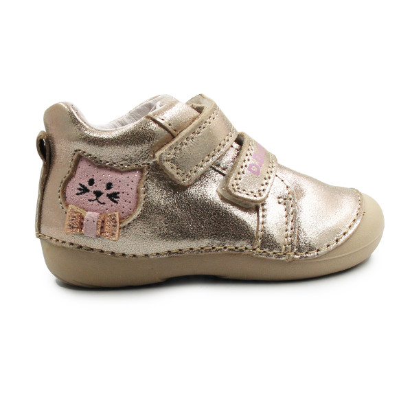 Buty Dla Dziewczynek Na Wiosnę z Kotkiem Na Rzep DD STEP S015-52412B Champagne