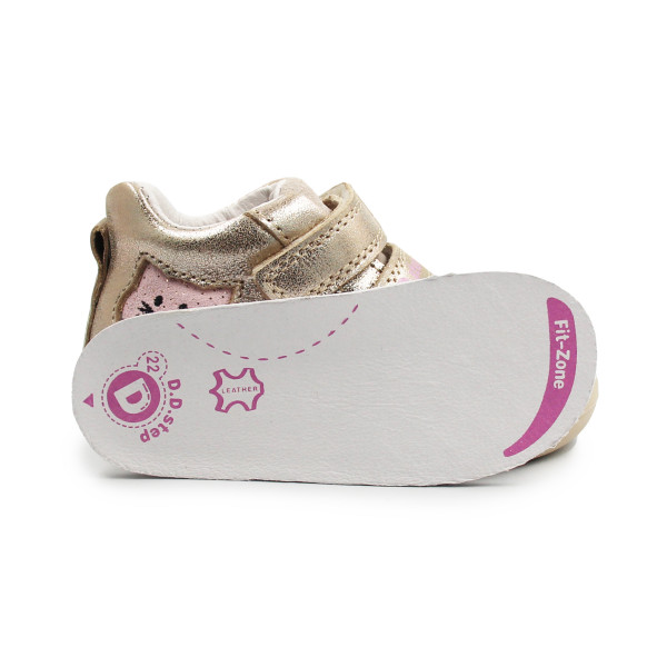 Buty Dla Dziewczynek Na Jesień z Kotkiem Na Rzep DD STEP S015-52412B Champagne