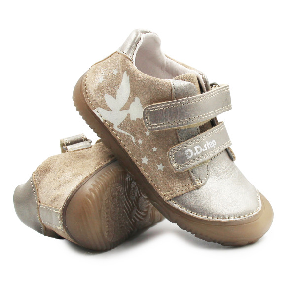 Półbuty Dla Dziewczynek Świecące w Ciemności Barefoot DD STEP S073-52165BM Champagne