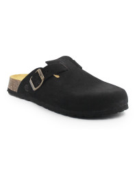Klapki damskie ze skóry naturalnej na lato BIO 73968-03 CASANDRA SUEDE negro