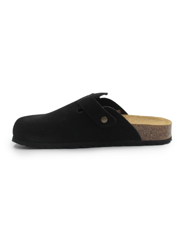 Klapki damskie ze skóry naturalnej na lato BIO 73968-03 CASANDRA SUEDE negro