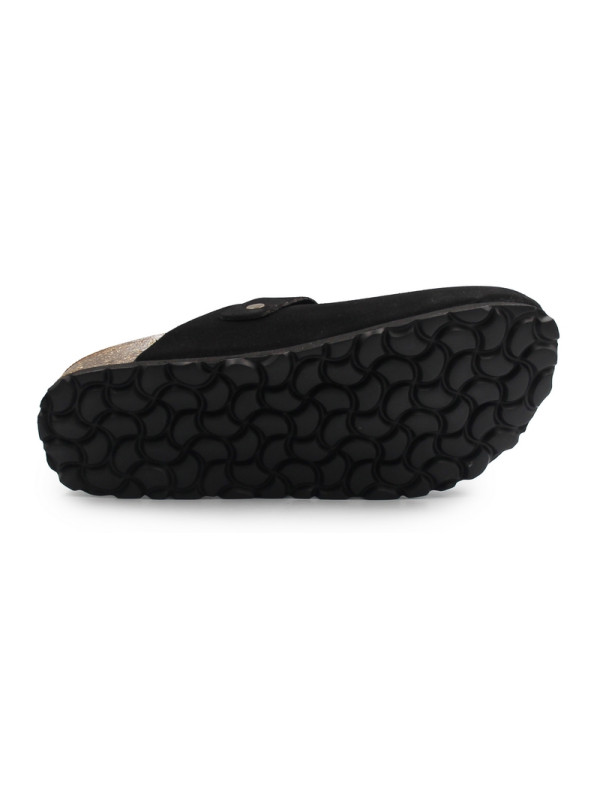 Klapki damskie ze skóry naturalnej na lato BIO 73968-03 CASANDRA SUEDE negro