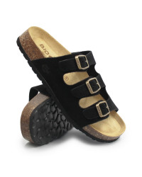 Skórzane laczki damskie na lato BIO 70085-08 CANDIDA SUEDE negro