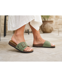 Klapki damskie na lato skóra zamszowa BIO 780493-10 CELIA SUEDE rosmarino