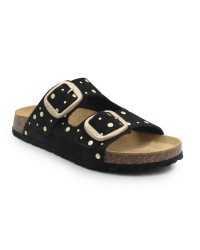 Klapki damskie na lato BIO BIO 781996-15 FRIDA SUEDE negro