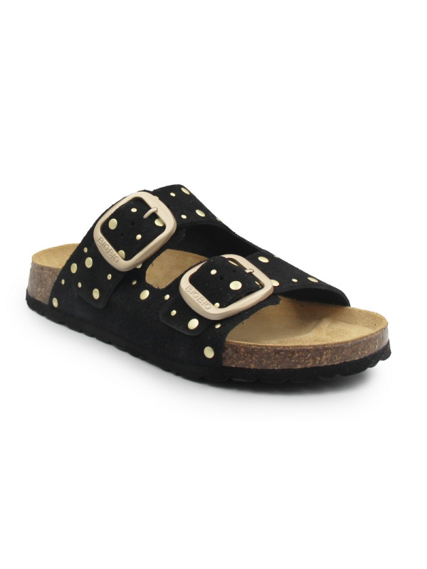 Klapki damskie na lato BIO BIO 781996-15 FRIDA SUEDE negro
