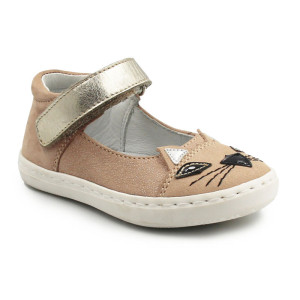 Brokatowe balerinki dla dziewczynek z kotkiem do przedszkola Mido 20-17 Róż-Brokat