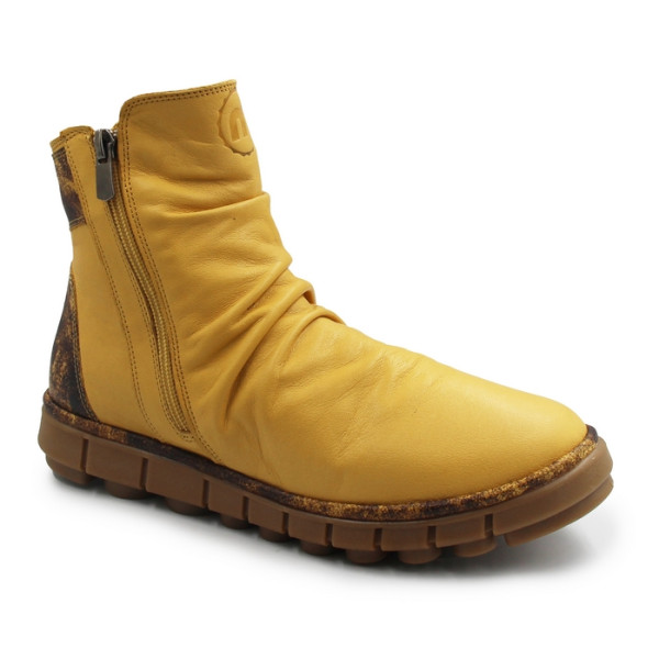 Buty damskie na jesień zimę ze skóry naturalnej Manitu 990678-06 gelb