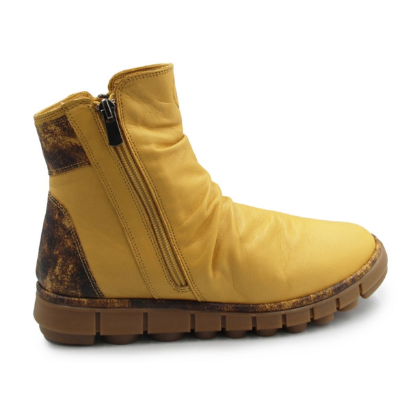 Buty damskie na jesień zimę ze skóry naturalnej Manitu 990678-06 gelb