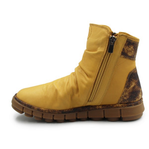 Buty damskie na jesień zimę ze skóry naturalnej Manitu 990678-06 gelb