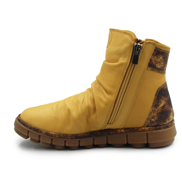 Buty damskie na jesień zimę ze skóry naturalnej Manitu 990678-06 gelb