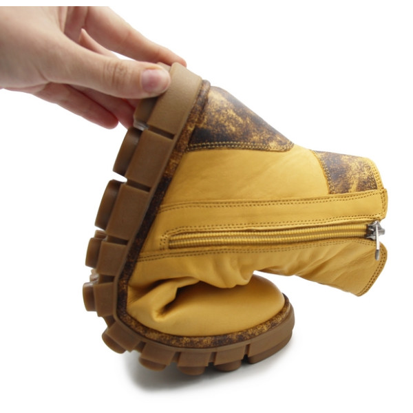 Buty damskie na jesień zimę ze skóry naturalnej Manitu 990678-06 gelb