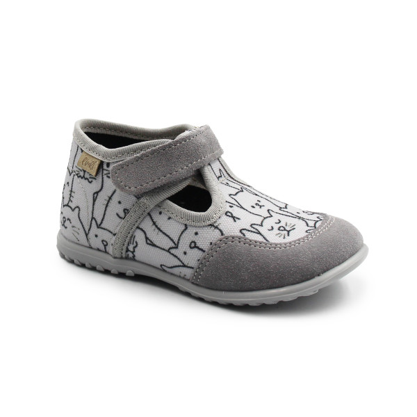 Dziecięce Kapcie Do Przedszkola w Kotki Szare Emel EK 5221-3
