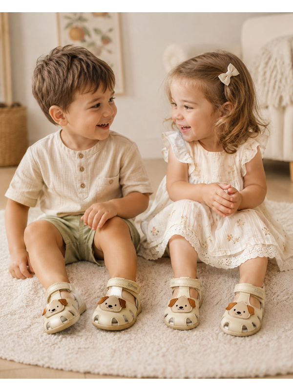 Sandałki Dziecięce Na Lato z Pieskiem DD STEP G075-61516B Cream