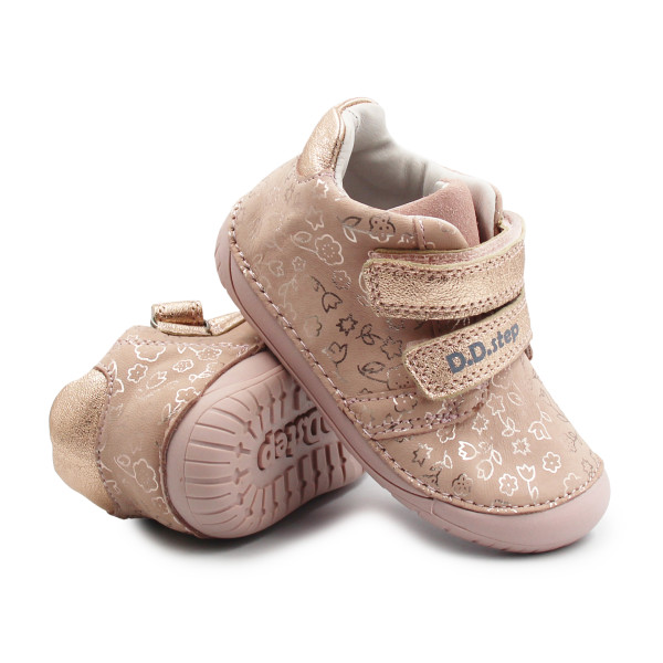 Elastyczne Buty Dla Dziewczynek Na Jesień w Kwiatuszki Barefoot DD STEP S070-52724Y Baby Pink