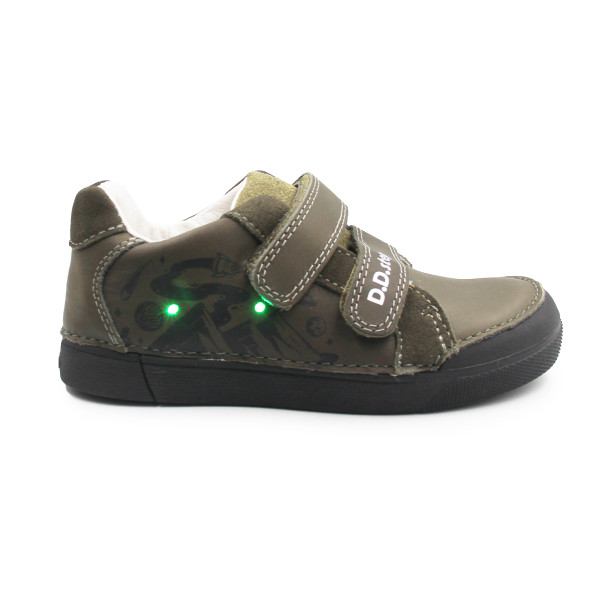 Chłopięce Buty Na Wiosnę Półbuty LED DD STEP S068-52288MZ Khaki
