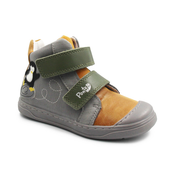 Buty Na Wiosnę Dla Chłopczyka z Pingwinkiem za Kostkę Trzewiki PONTE DA06-5-2863 Dark Grey