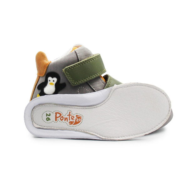 Buty Na Wiosnę Dla Chłopczyka z Pingwinkiem za Kostkę Trzewiki PONTE DA06-5-2863 Dark Grey