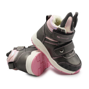 Zimowe Buty Dla Dziewczynek Na Rzep Ocieplane Wojtyłko 1Z26090 Szary