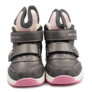 Zimowe Buty Dla Dziewczynek Na Rzep Ocieplane Wojtyłko 1Z26090 Szary