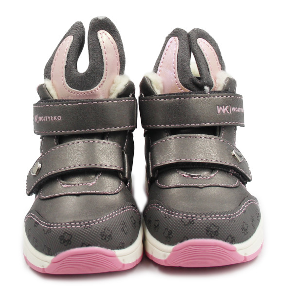 Zimowe Buty Dla Dziewczynek Na Rzep Ocieplane Wojtyłko1Z26090 Szary