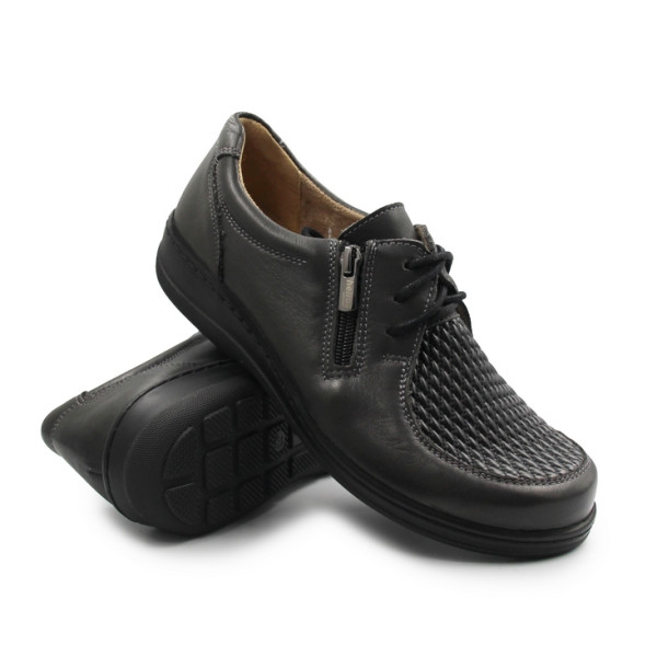 Półbuty damskie na jesień ze skóry naturalnej Helios 463K szary