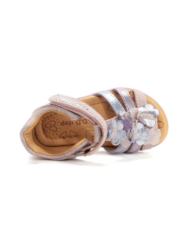 Sandałki Dla Dziewczynek Motylki i Kwiatuszki DD STEP G075-61335A Rose Gold