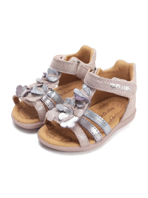Sandałki Dla Dziewczynek Motylki i Kwiatuszki DD STEP G075-61335A Rose Gold