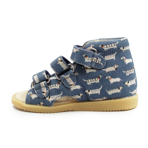 Sandały Profilaktyczne Dziecięce Do Szkoły i Przedszkola w Pieski Mido 816 Doggy Blue