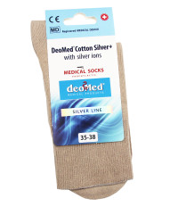 Skarpety Długie z Jonami Srebra Bezuciskowe Deomed Cotton Silver+ Beżowe
