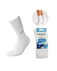 Długie Białe Skarpety Bezuciskowe Deomed Cotton Silver+