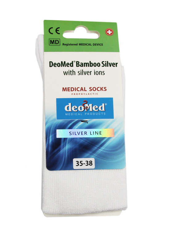 Bambusowe Skarpety Białe Długie Bezuciskowe Deomed Bamboo Silver