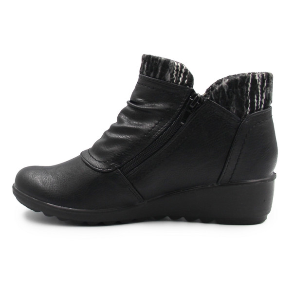 Czarne Buty Damskie Skórzane Na Jesień i Zimę Ocieplane Wojtyłko 7ZB25020C