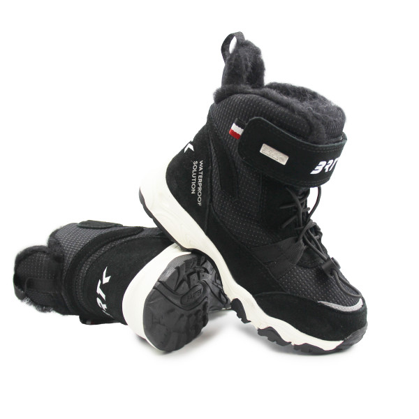 Dziecięce Buty Zimowe Ocieplane Czarne Wodoodporne Bartek 86307-81