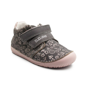 Buty Na Wiosnę Dla Dziewczynki w Kwiatuszki Barefoot DD STEP S070-52724B Dark Grey