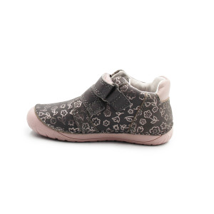 Buty Na Wiosnę Dla Dziewczynki w Kwiatuszki Barefoot DD STEP S070-52724B Dark Grey