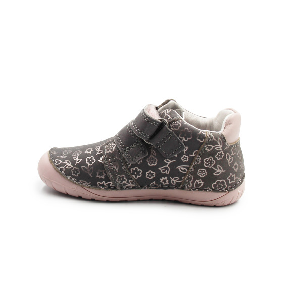 Buty Na Wiosnę Dla Dziewczynki w Kwiatuszki Barefoot DD STEP S070-52724B Dark Grey