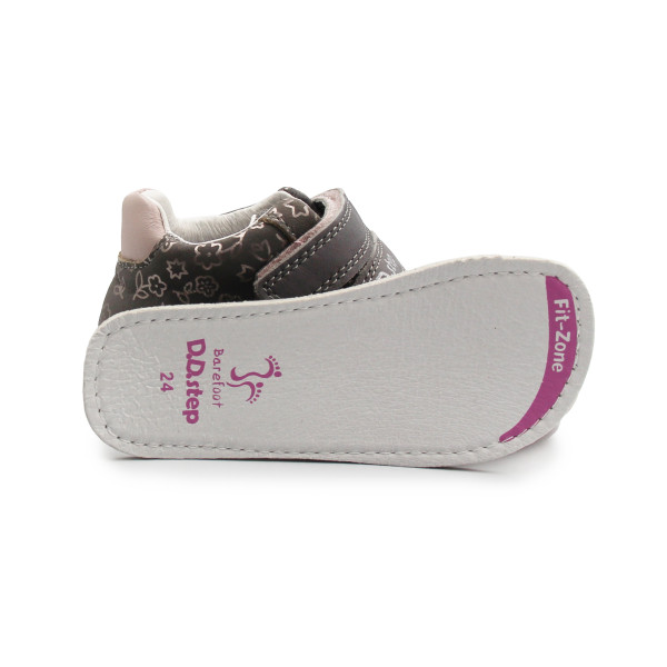 Buty Na Wiosnę Dla Dziewczynki w Kwiatuszki Barefoot DD STEP S070-52724B Dark Grey