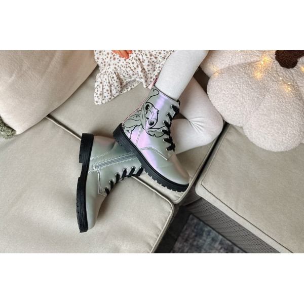 Holograficzne Buty Dla Dziewczynek Na Jesień z Ocieplanym Kocykiem Kozaki Stitch Bartek 88009-19