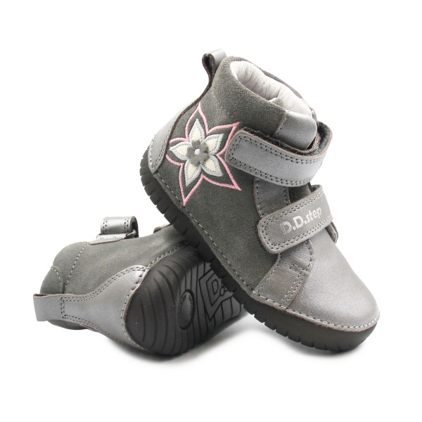 Buty Dziewczęce Na Jesień z Kwiatuszkiem DD STEP A050-52429BM Grey