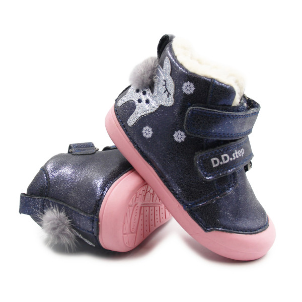 Buty Ocieplane Dla Dziewczynki na Zimę z Sarenką DD STEP W066-52733A Royal Blue