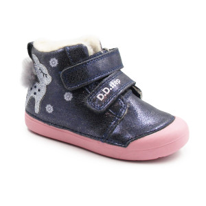 Buty Ocieplane Dla Dziewczynki na Zimę z Sarenką DD STEP W066-52733A Royal Blue