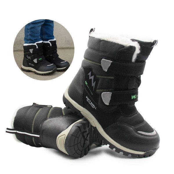 Czarne Buty Na Zimę Chłopięce Młodzieżowe SOFT SHELL Wojtyłko 5ZŚ26114